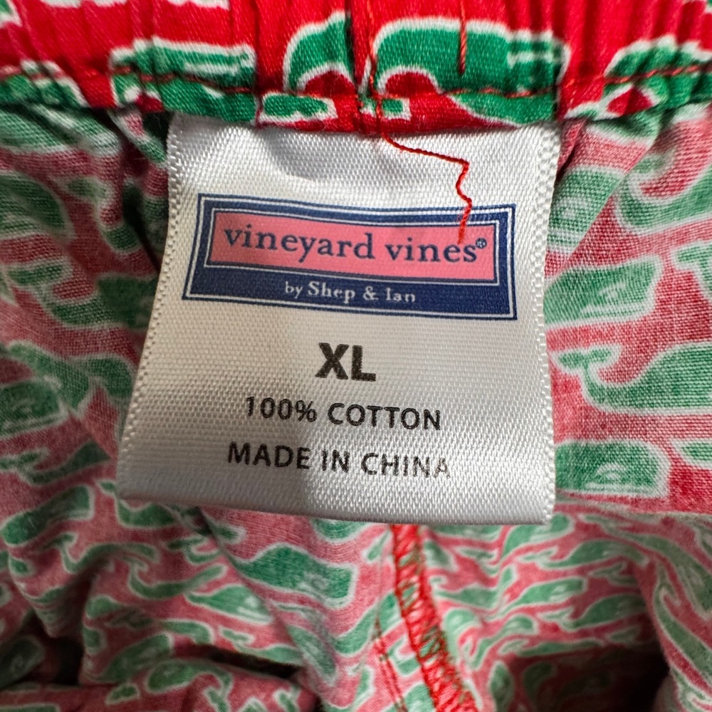 Vineyard Vines Men's Whale Print Pajama Pants Size XL 100% Cotton Red Green - Picture 2 of 7